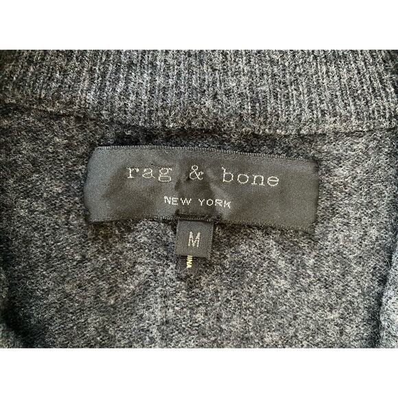 RAG & BONE 100% Wool Trim: Lamb Leather Men's Quarter Zip Sweater M - Picture 4 of 9